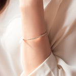 Load image into Gallery viewer, SO SEOUL Allista Single-Band Adjustable Cuff Bangle with One Row of Diamond Simulant Cubic Zirconia in Silver or Rose Gold Finish
