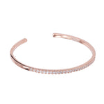 Load image into Gallery viewer, SO SEOUL Allista Single-Band Adjustable Cuff Bangle with One Row of Diamond Simulant Cubic Zirconia in Silver or Rose Gold Finish
