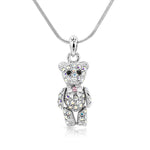 Load image into Gallery viewer, SO SEOUL Crystal Teddy Bear Pendant Necklace with Movable Limbs - Available in White, Aurora Boreale, Blue, Pink
