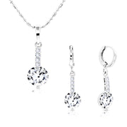 SO SEOUL Lic Crown Solitaire White or Purple Simulated Diamond Cubic Zirconia Necklace and Earrings Set