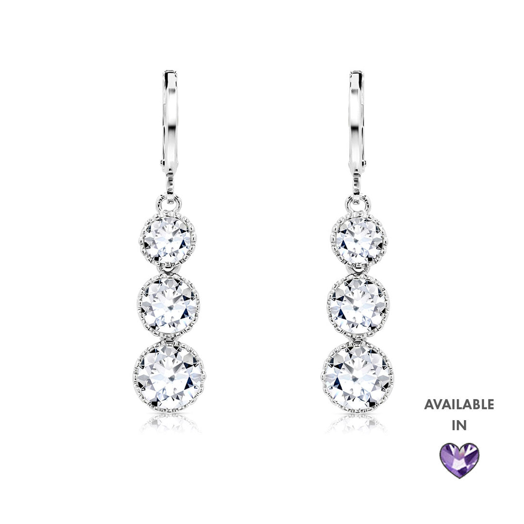 SO SEOUL Athena Triple Solitaire Diamond Simulant Zirconia Hoop Earrings