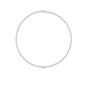 SO SEOUL Athena Elegant Cubic Zirconia Choker with Round, Heart, and Blossom Charms – Spiral Spring Open-End Design