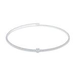 Load image into Gallery viewer, SO SEOUL Athena Elegant Cubic Zirconia Choker with Round, Heart, and Blossom Charms – Spiral Spring Open-End Design
