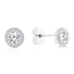 Load image into Gallery viewer, SO SEOUL Halo - Round Brilliant Cut Diamond Simulant Cubic Zirconia Stud Earrings
