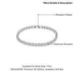 Load image into Gallery viewer, SO SEOUL Lustrous Glamour Classic Tennis Bracelet with Diamond Simulant Round Cut Stones Rhodium Plated