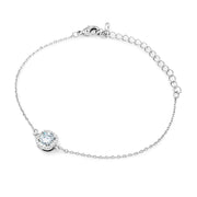 SO SEOUL Halo Cushion Cut Square Shaped Diamond Simulant Cubic Zirconia Adjustable Bracelet