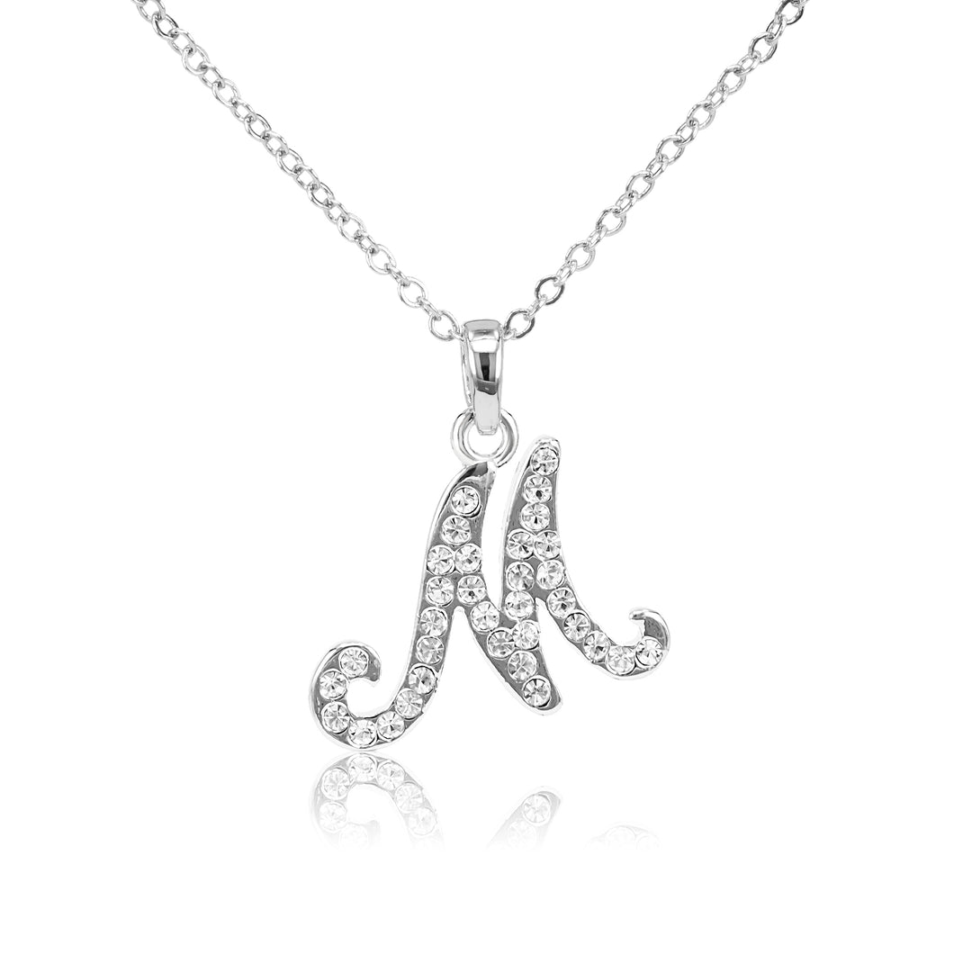SO SEOUL White Austrian Crystal Alphabet Letter Pendant Necklaces - Personalized A to Z
