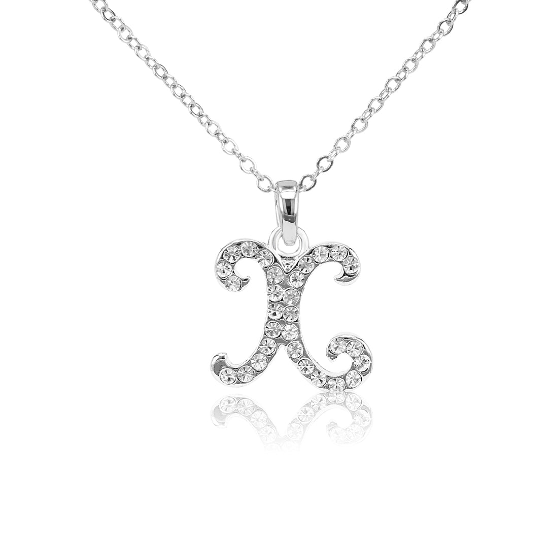 SO SEOUL White Austrian Crystal Alphabet Letter Pendant Necklaces - Personalized A to Z