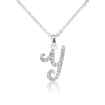 Load image into Gallery viewer, SO SEOUL White Austrian Crystal Alphabet Letter Pendant Necklaces - Personalized A to Z
