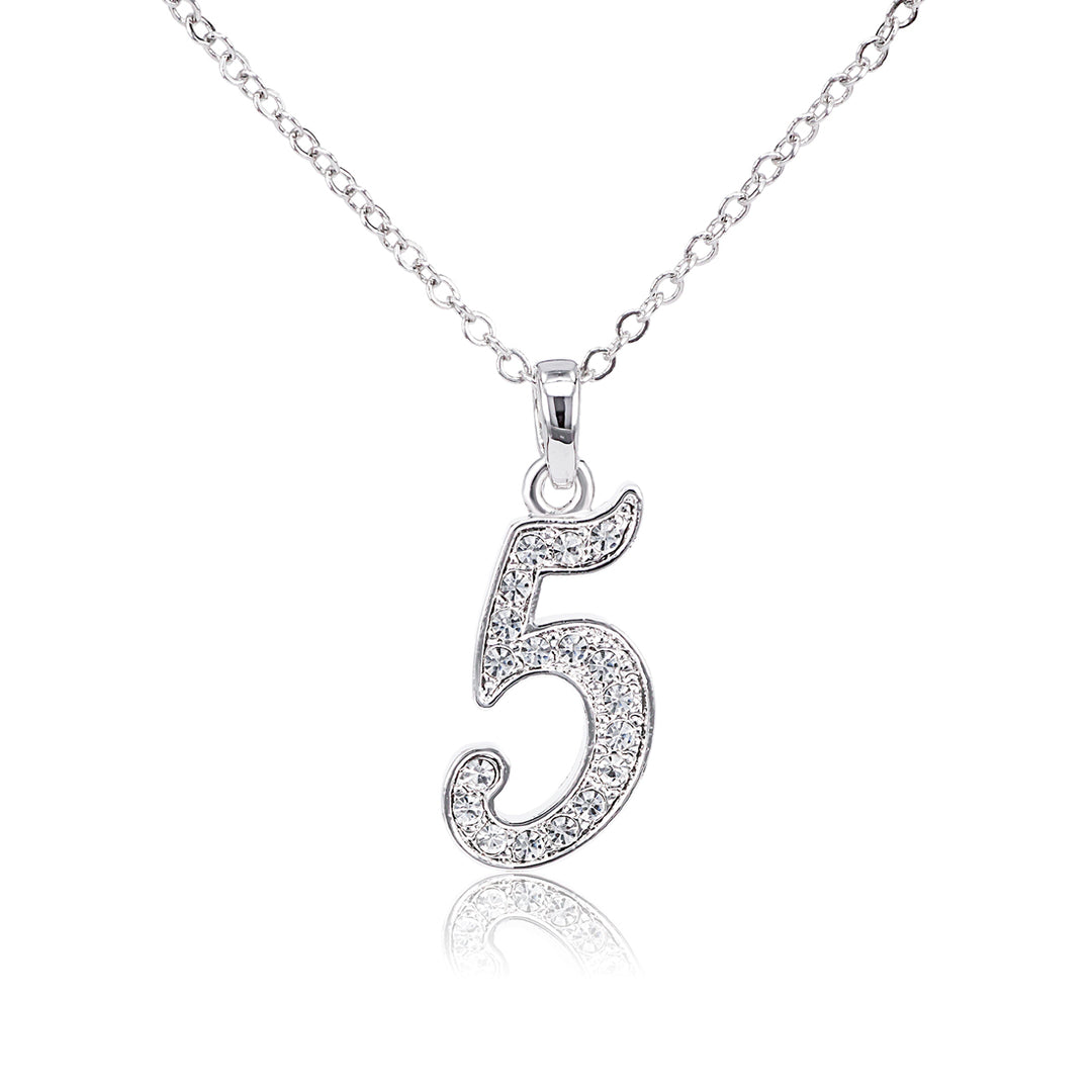 SO SEOUL Lucky Number Series - Austrian White Crystal Numerical Pendant Necklaces (1-9)