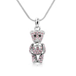 Load image into Gallery viewer, SO SEOUL Crystal Teddy Bear Pendant Necklace with Movable Limbs - Available in White, Aurora Boreale, Blue, Pink
