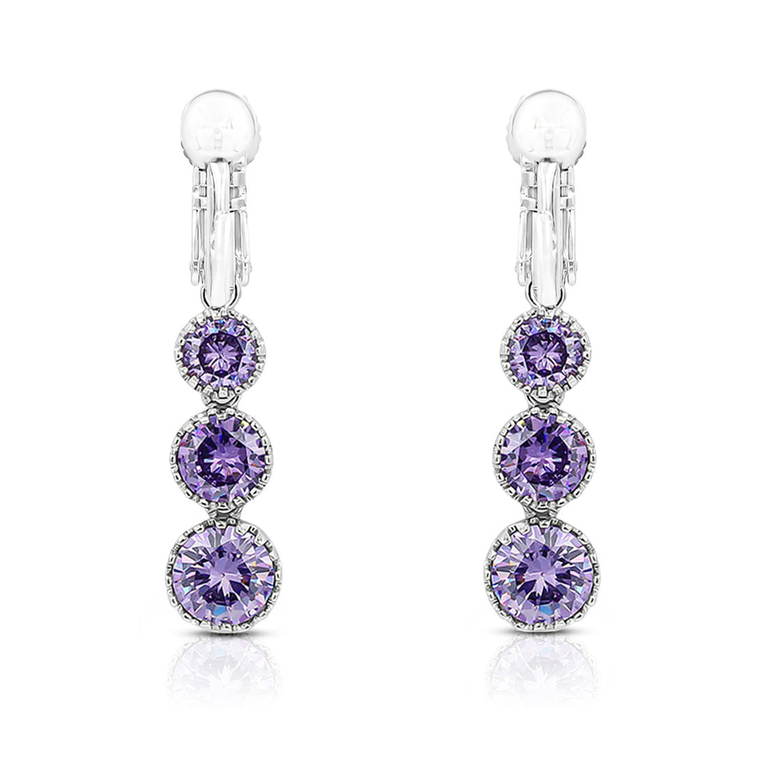 SO SEOUL Athena Triple Solitaire Diamond Simulant Zirconia Hoop Earrings
