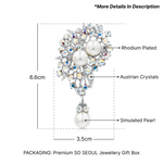 Load image into Gallery viewer, SO SEOUL Quinn Pearl in White Dangles Aurore Boreale Crystal Rollover Clasp Brooch