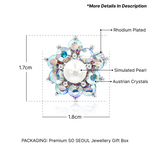 Load image into Gallery viewer, SO SEOUL Quinn Pearl in White or Grey Blossom Austrian Crystal Mini Baby Brooch Keronsang Hijab Pin