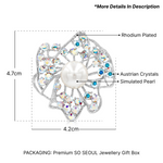 Load image into Gallery viewer, SO SEOUL Leilani Flower with Oversized Pearl Aurore Boreale Austrian Crystal Rollover Clasp Brooch