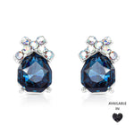 Load image into Gallery viewer, SO SEOUL Graceful Bow Silver Night and Montana Swarovski® Crystal Studs Earrings
