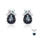 Load image into Gallery viewer, SO SEOUL Graceful Bow Silver Night and Montana Swarovski® Crystal Studs Earrings

