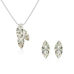 Load image into Gallery viewer, SO SEOUL Ioni Triple Leaf Swarovski®Crystal Pierced Stud Earrings and Pendant Necklace Gift Set
