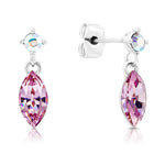 Load image into Gallery viewer, SO SEOUL Ioni Maple Leaf Blue Shade or Pink Swarovski® Crystal Stud Earrings
