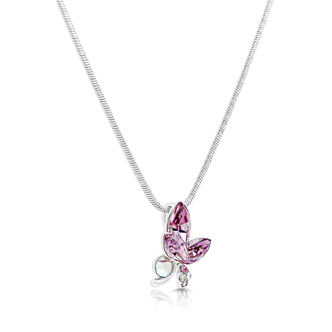 SO SEOUL Ioni Maple Leaf Blue or Pink Swarovski® Crystal Pendant Necklace