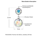 Load image into Gallery viewer, SO SEOUL Bella Double-Tiered Silver Studs with Aurore Boreale and Light Sapphire Swarovski® Crystals