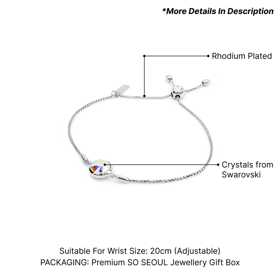 SO SEOUL Bella Round Bezel Sphere Swarovski® Crystal Adjustable Lariat Bracelet