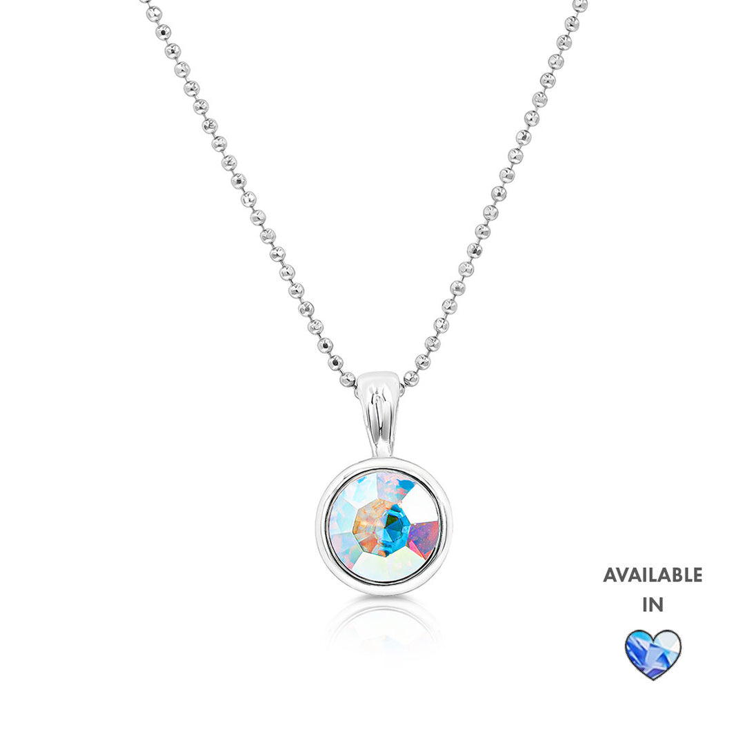 SO SEOUL Bella Swarovski® Crystal Necklace – Rhodium Plated, 45/55/66cm, AB/Light Sapphire