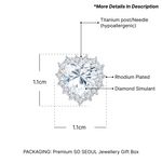 Load image into Gallery viewer, SO SEOUL Amora Elegant Heart Halo Earrings Red or White Diamond Simulant Rhodium Titanium Studs