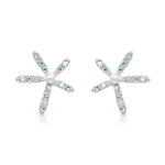 Load image into Gallery viewer, SO SEOUL Starfish White Pearl and Aurore Boreale Austrian Crystals Stud Earrings

