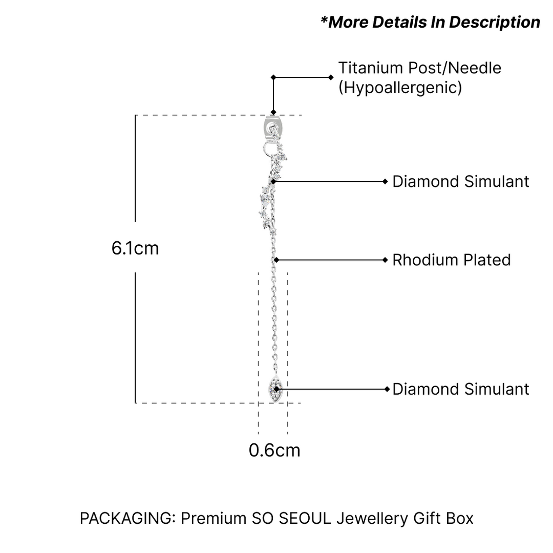 SO SEOUL 'S' Shaped Diamond Simulant Chain Dangle Stud Earrings