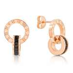 Load image into Gallery viewer, SO SEOUL Roman Numeral Emerald Square White/Black Austrian Crystal Rose Gold Pierced Stud Earrings