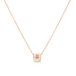 Load image into Gallery viewer, SO SEOUL Valeria Rolling Barrel Pendant with Diamond Simulant Zircon on Rose Gold Chain
