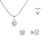 Load image into Gallery viewer, SO SEOUL &#39;Alette&#39; Signature Dual-Toned Cubic Zirconia Jewelry Set with Snowflake Pendant Necklace and Clover Stud Earrings
