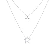 SO SEOUL Stellar Grace - Double-Star Diamond Simulant Necklace and Earrings Set