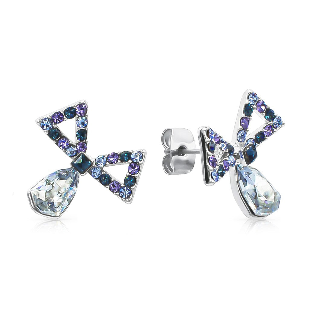 SO SEOUL Windmill Charm Blue Swarovski® Crystal Pendant Necklace and Stud Earrings Set