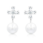 Load image into Gallery viewer, SO SEOUL Callista Marquise Cluster Cubic Zirconia Diamond Simulant and Pearl Drop Earring
