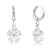 SO SEOUL Leilani Flower Diamond Simulant Zirconia Hoop Earrings