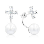 Load image into Gallery viewer, SO SEOUL Callista Marquise Cluster Cubic Zirconia Diamond Simulant and Pearl Drop Earring
