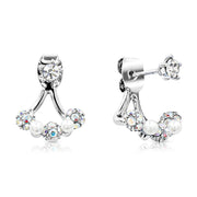 SO SEOUL Pearl and Aurore Boreale Austrian Crystal Lollipop Silver Dangle Earring Jackets