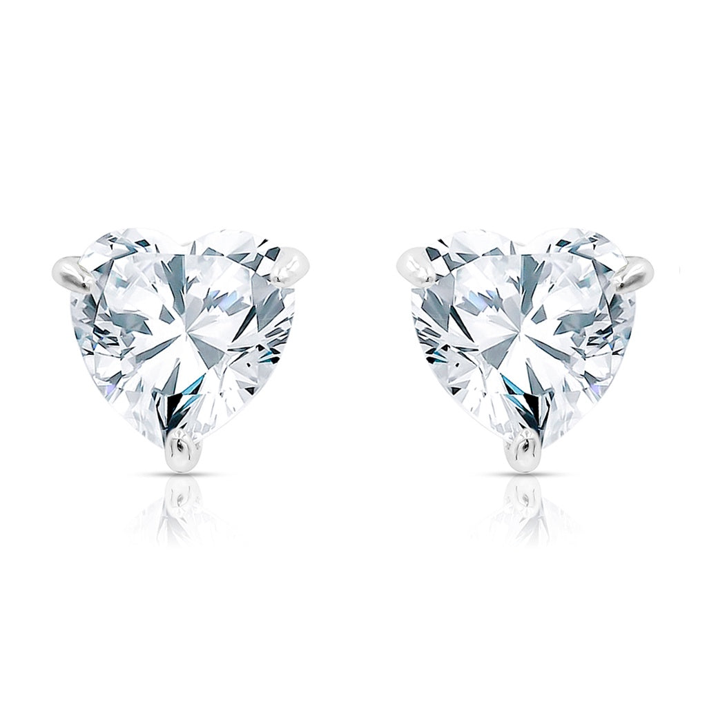 SO SEOUL Amora Heart 0.5-2.0 CARAT Diamond Simulant Cubic Zirconia Heart-Shaped Pierced Stud Earrings