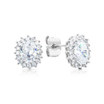 Load image into Gallery viewer, SO SEOUL Halo Oval-Cut Diamond Simulant Cubic Zirconia Stud Earrings
