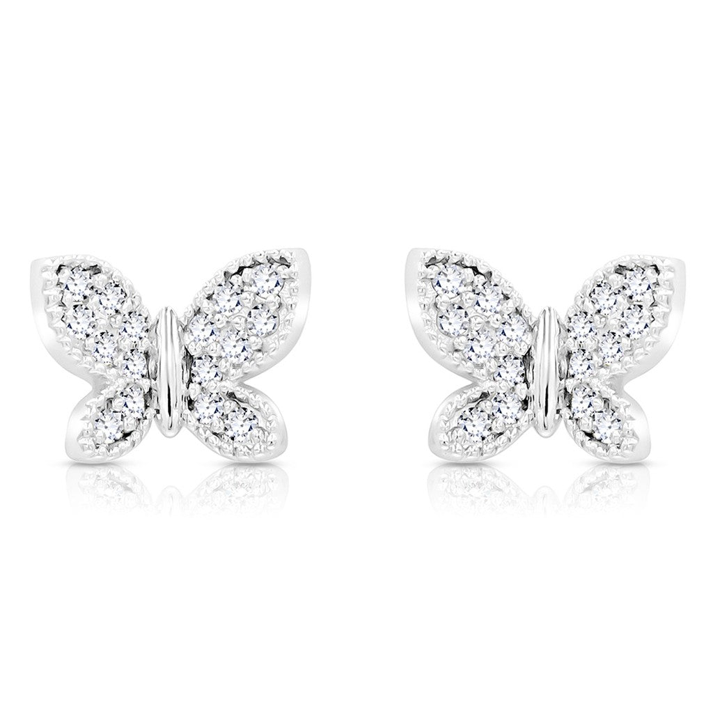 SO SEOUL Caria 3D Butterfly Diamond Simulant Cubic Zirconia Stud Earrings