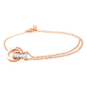 SO SEOUL Roman Numeral Circle Interlocking Diamond Simulant Cubic Zirconia Rose Gold Bracelet