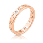 Load image into Gallery viewer, SO SEOUL Valeria Rose Gold-Tone Roman Numeral Ring with White Austrian Crystal Accents
