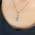 Load image into Gallery viewer, SO SEOUL Lila Crown Triple Round Diamond Simulant Zirconia Necklace and Hoop Earrings Set
