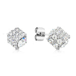 Load image into Gallery viewer, SO SEOUL Sequoia Crystal Cube 3D &#39;Rubik&#39; White Austrian Crystal Stud Earrings
