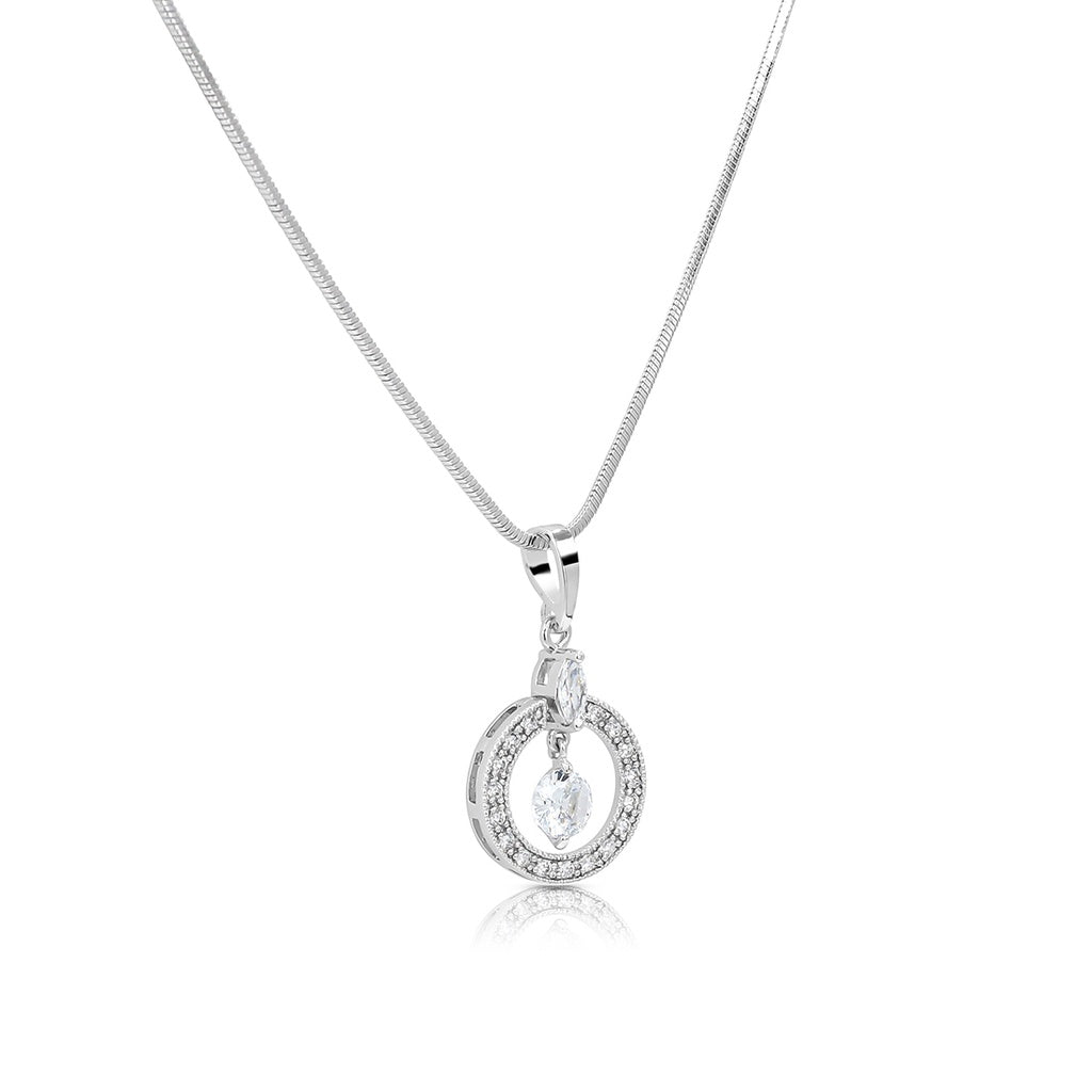 SO SEOUL Halo Open Circle Simulated Diamond Cubic Zirconia Pendant Necklace