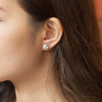 Load image into Gallery viewer, SO SEOUL Sequoia Crystal Cube 3D &#39;Rubik&#39; White Austrian Crystal Stud Earrings
