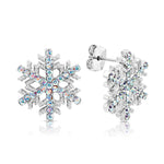 Load image into Gallery viewer, SO SEOUL &#39;Let it Snow&#39; Varied Sizes Snowflake Aurore Boreale Austrian Crystal Stud Earrings
