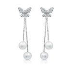 Load image into Gallery viewer, SO SEOUL Caria Cubic Zirconia Butterfly Stud Earrings with Detachable Pearl Drops
